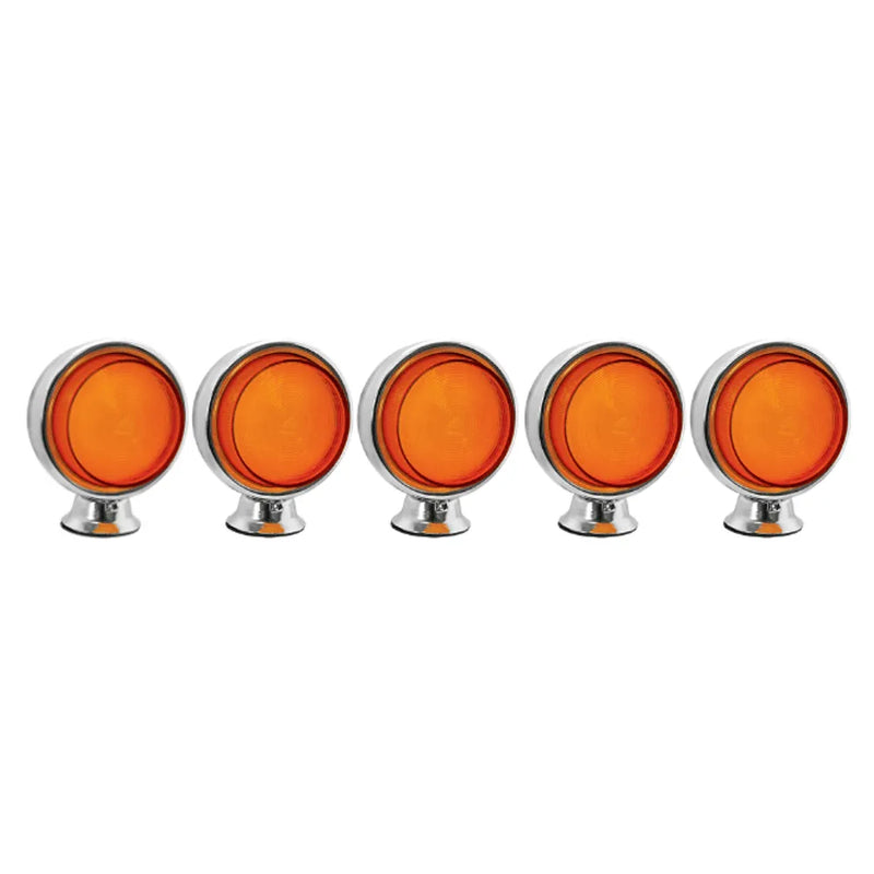 Kit 5 Foguinhos LED Cromado Lente Amarela Caminhão