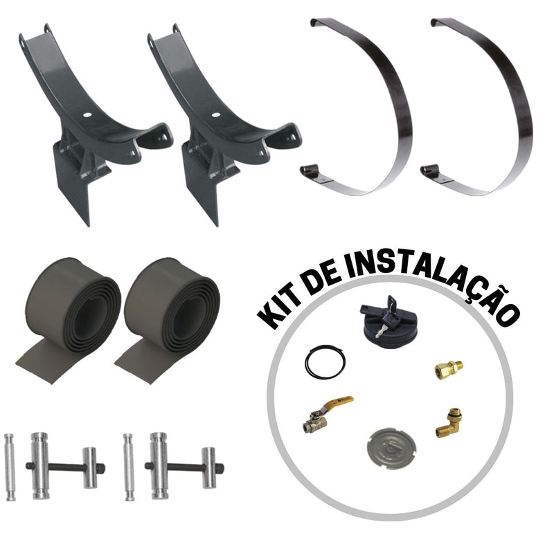 Kit Tanque Combustível Redondo 660mm Traseiro Cabine Caminhão