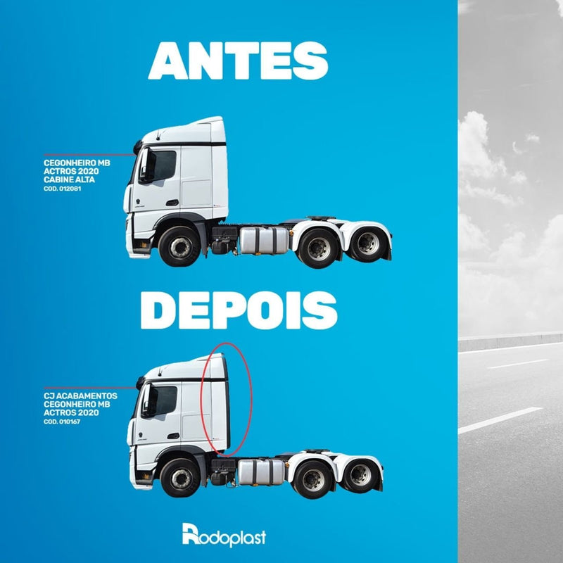 Acabamento Defletor Ar Mercedes Actros 2020+ Cegonheiro Par