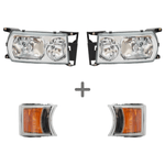 Kit Farol + Pisca Scania S4 Lente Vidro (Sem Conector)