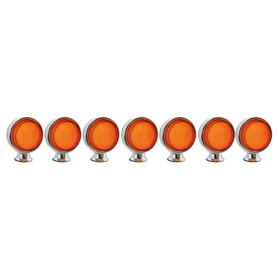 Conjunto 7 Foguinhos LED Cromado Lente Amarela Caminhão