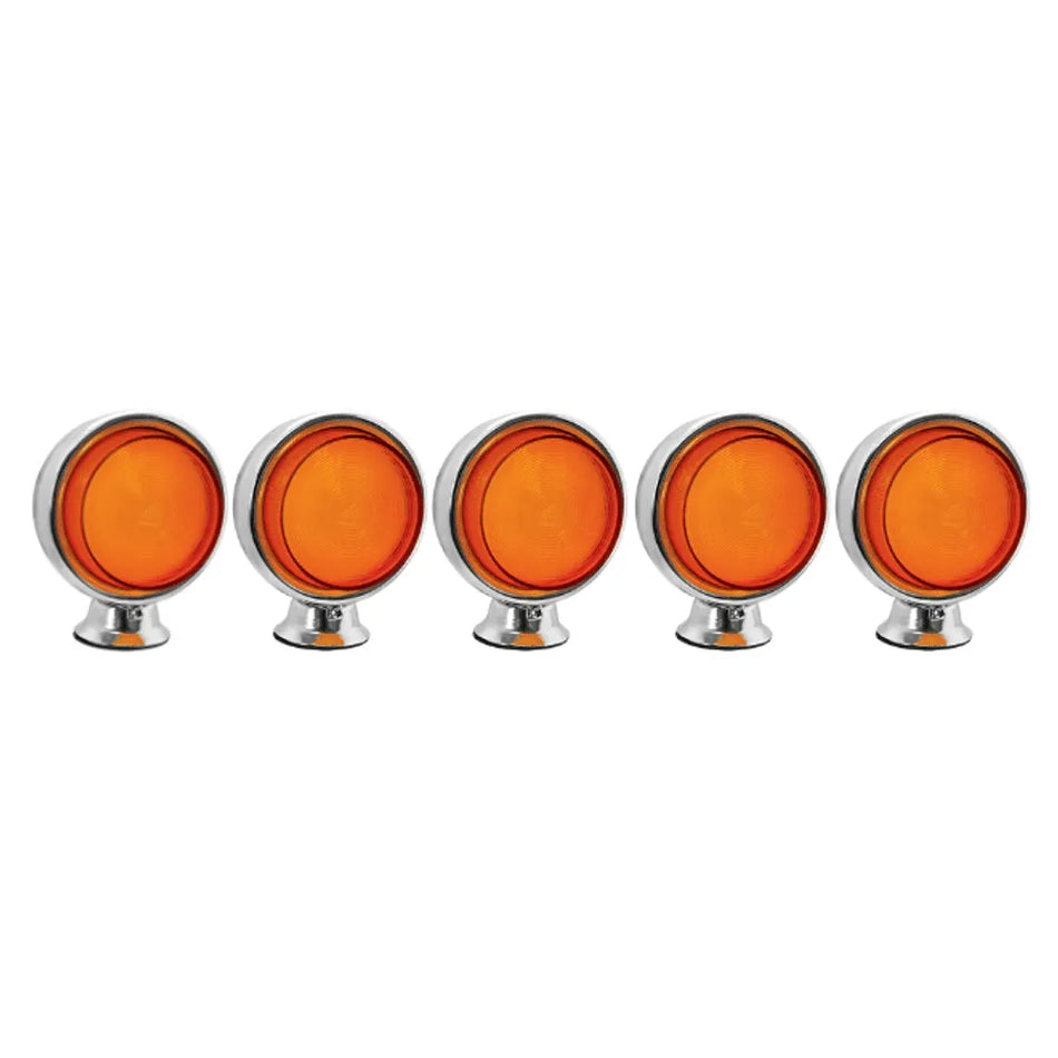 Kit 5 Foguinhos LED Cromado Lente Amarela Caminhão