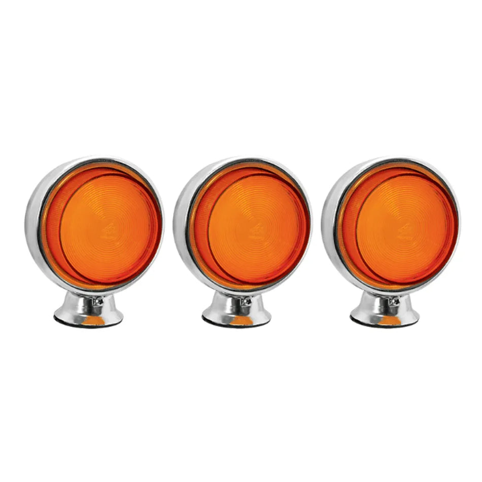 Conjunto 3 Foguinhos Cromado LED Amarelo Caminhão