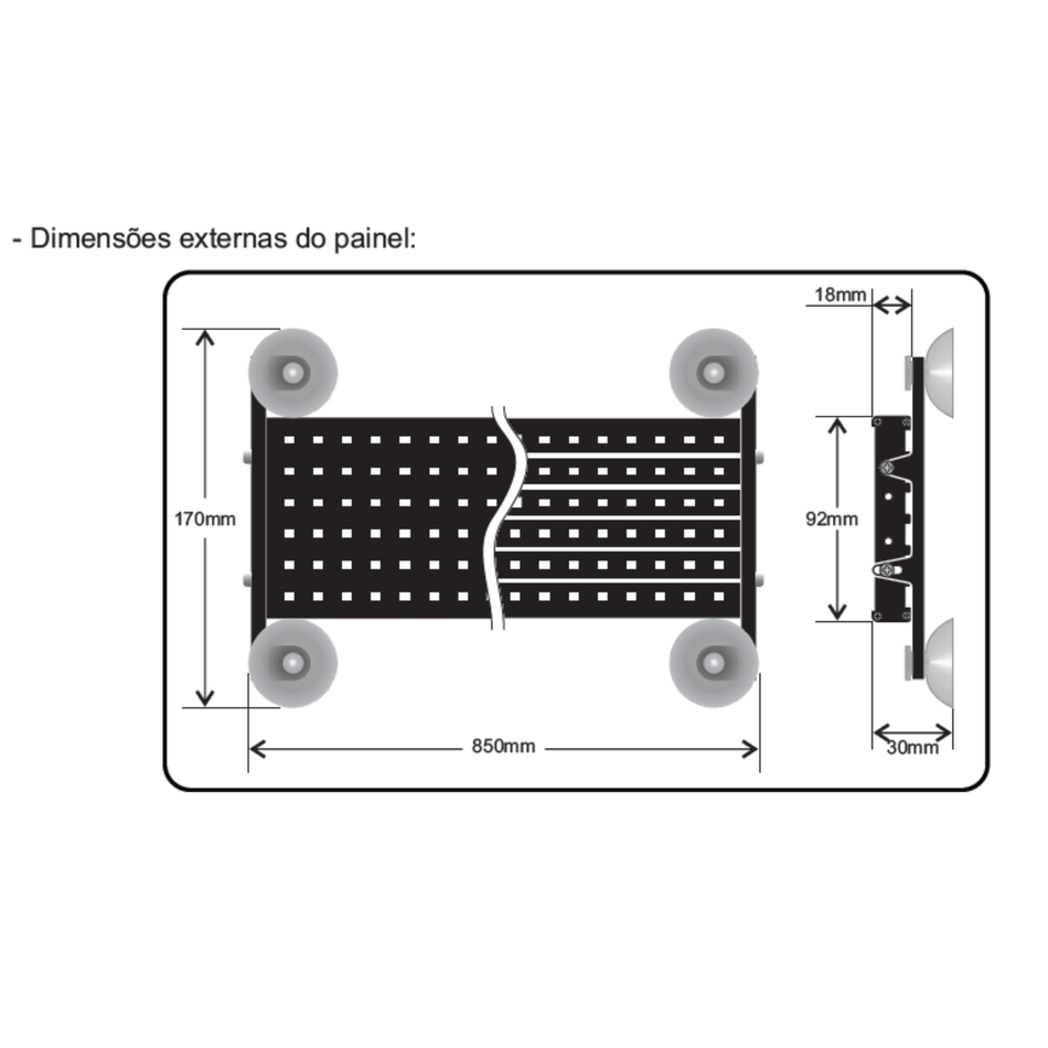 Letreiro LED 6 Linhas Climatizar Caminhão Ônibus 90cm