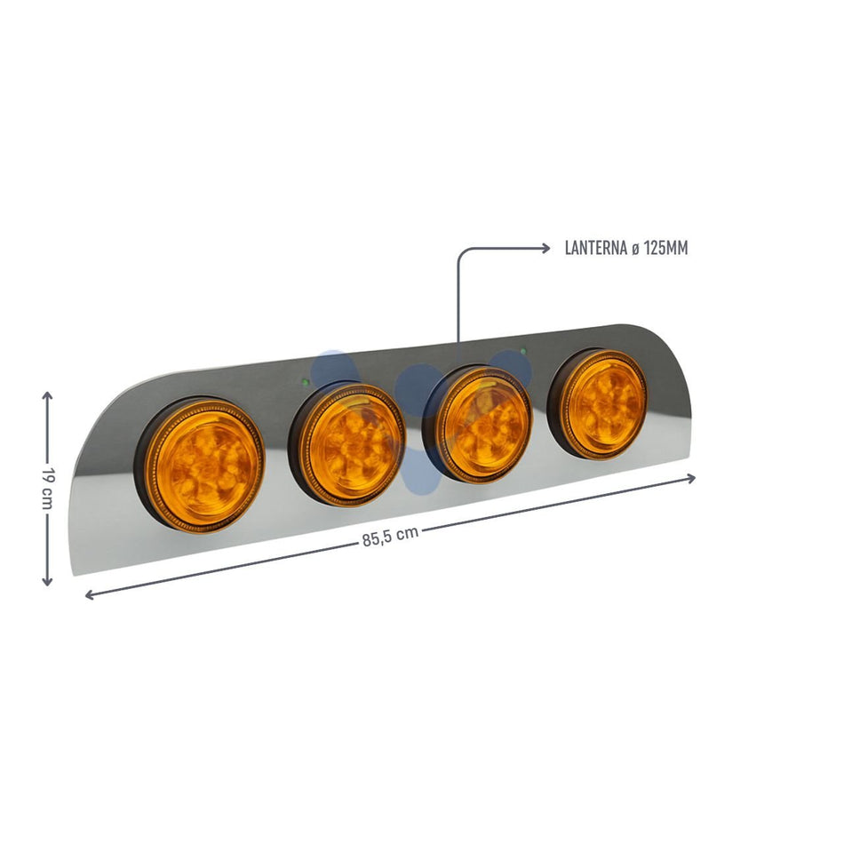 Aplique Traseiro Túnel Scania 5 NTG 4 Lanternas 125mm Âmbar
