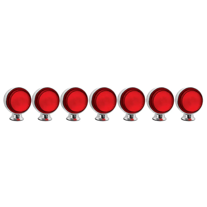 Conjunto 7 Foguinhos LED Cromado Lente Vermelha Caminhão