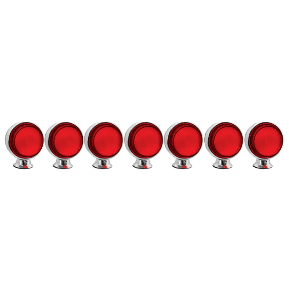 Conjunto 7 Foguinhos LED Cromado Lente Vermelha Caminhão