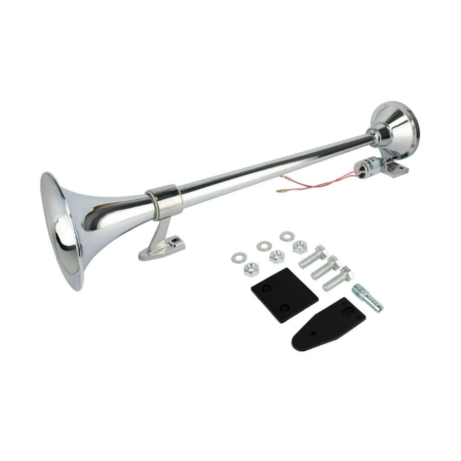 Buzina Marítima Cromada 64cm 12/24V para Caminhão