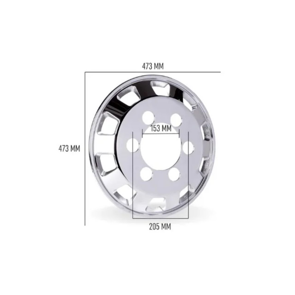 Calota Roda Dianteira Bright Truck Aro 17,5 Cubo Menor 2un