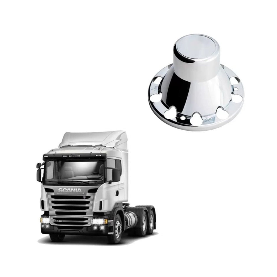 Tampa Cubo Tração Scania Cromada ABS Alta Resistência