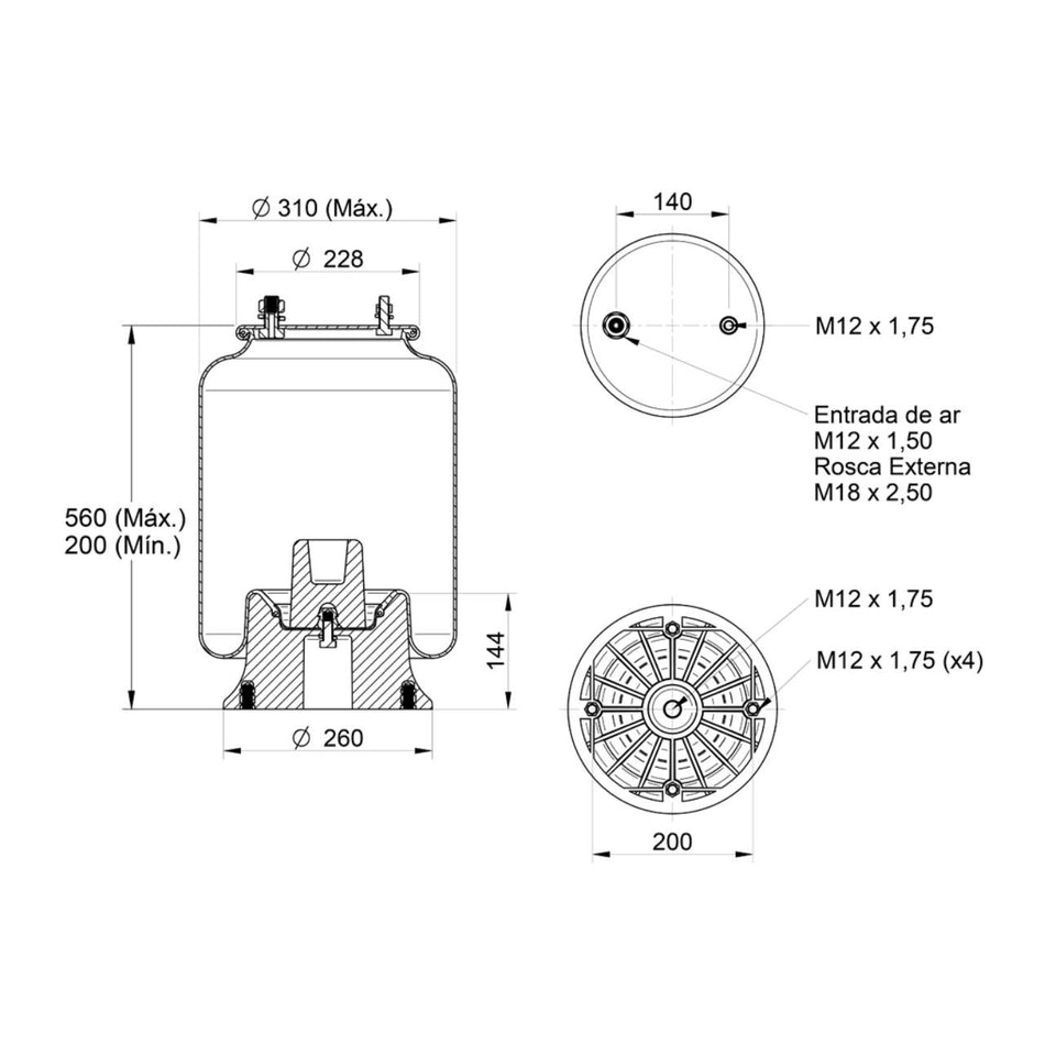 Conjunto Mola Pneumática Suspensão Eixo Carreta Randon